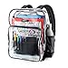 Large Clear Backpack Heavy Duty Durable Military Nylon Clear Bookbags Transparent Plastic (Large, Black)