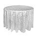 ColorBird Scroll Damask Jacquard Tablecloth Polyester Fabric Water Resistant Spillproof Table Cover for Kitchen Dinning Wedding Banquet Party Tabletop Use (Round, 90 Inch, White)