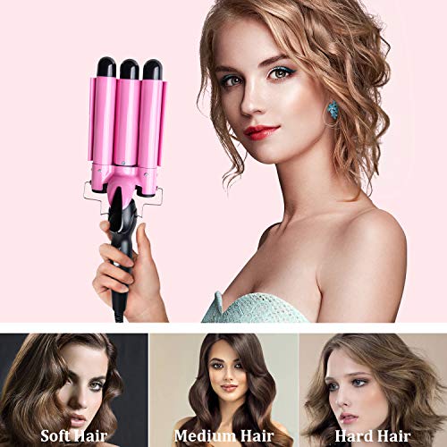 3 Barrel Curling Iron Wand Dual Voltage Hair Crimper Temperature