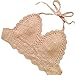 POSESHE Women's Summer Crochet Crop Bikini Top (M, Khaki)