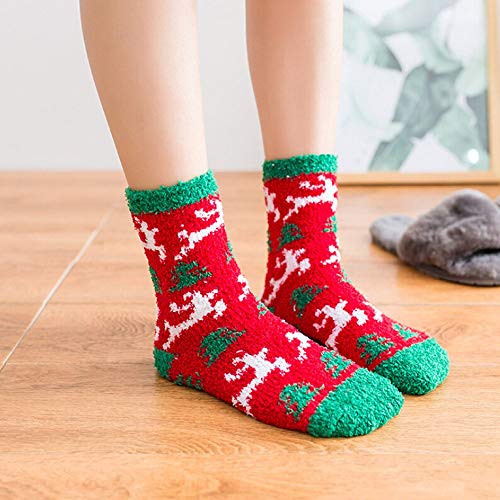 Gellwhu Christmas Fuzzy Socks for Women Girls Gifts Cute Fun Cozy Fluffy Winter Warm Slipper Xmas Holiday Socks