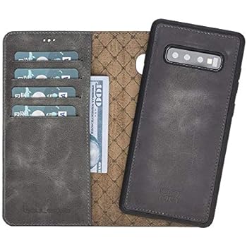 Bouletta Magnetic Detachable Leather Case for Samsung Galaxy S10+ Plus, Genuine Vegetable Tanned Wallet Case for Samsung Galaxy S10+ Plus (Tiana Grey)