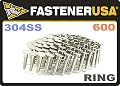 7/8" Ring 304 Stainless Coil Roofing Nails 600ct MiniPak