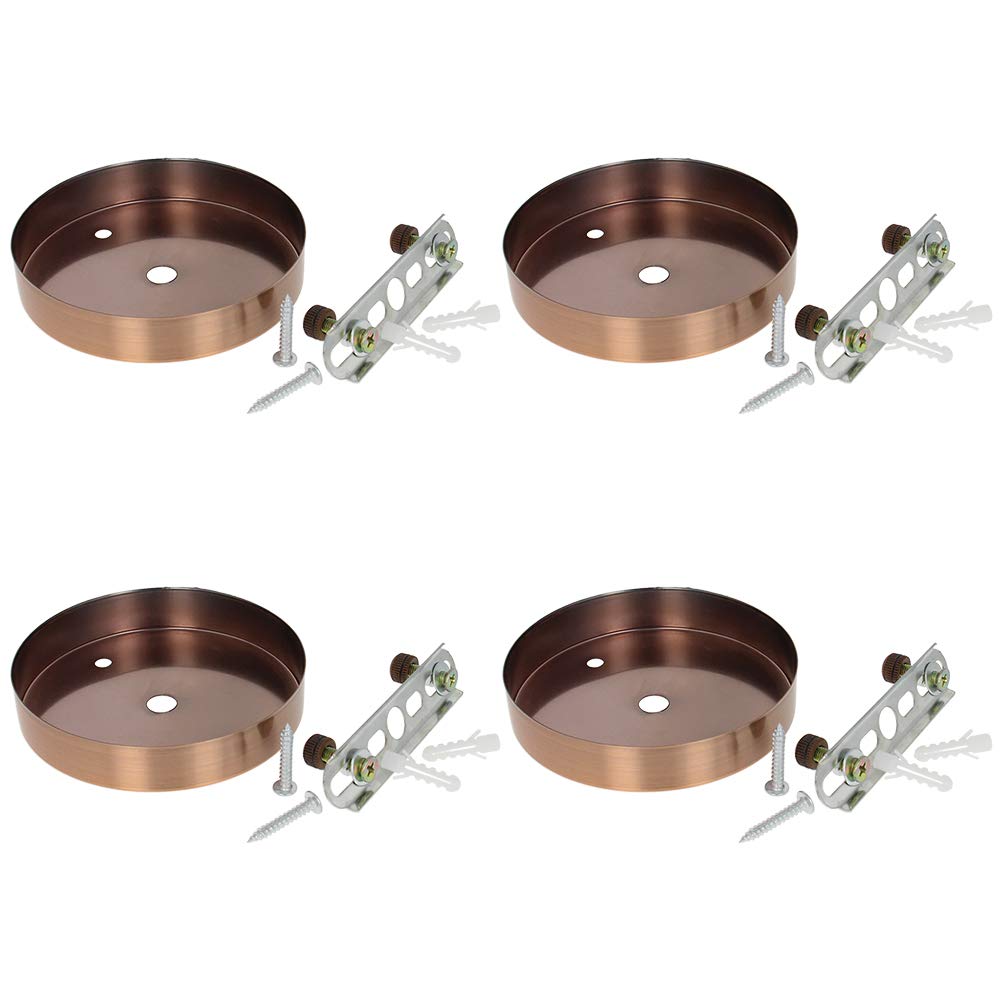 Othmro Pendant Light Fitting, Ceiling Rose Light Holder 3.94"/10cm Dia, Ceiling Pendant Plate Holder for Hanging Lamps and Lanterns - Red Bronze 4pcs