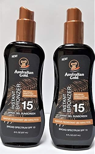 australian gold spf 50 spray gel sunscreen with instant bronzer