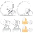 Maymom Pump Parts 2X Detachable Breastshield (17mm) with Valve Membrane and Maymom Connector,Compatible with Medela Breast Pump Parts