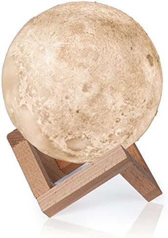 Luropa 5.9 inch 3D Moon Lamp, Tap Touch Control Three Tone Rechargeable Lunar LED Night Light with USB Charging for Bedroom Decor Kid Gift (Yellow/Warm/Cool White)
