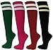 COUVER Women Junior 2 Striped Knee High Fashion Casual Tube Cotton Socks(1 pair)