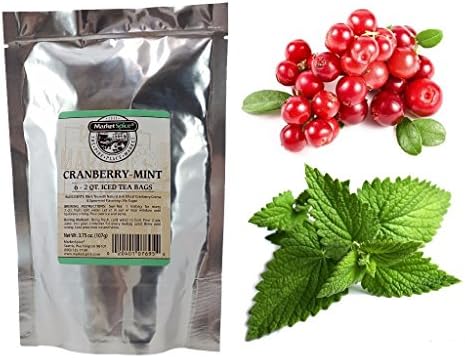Flavored Unsweetened Iced Tea Bags, Marketspice Sun Tea Variety, Separate Assortment With Each Package Containing 6 - 2 Quart Tea Bags (Cranberry - Mint)