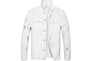 LZLER Men's Denim Jackets Distressed Destroyed Classic Vintage Slim Fit Ripped 2024 Fashion Trendy Trucker Jean Jackets