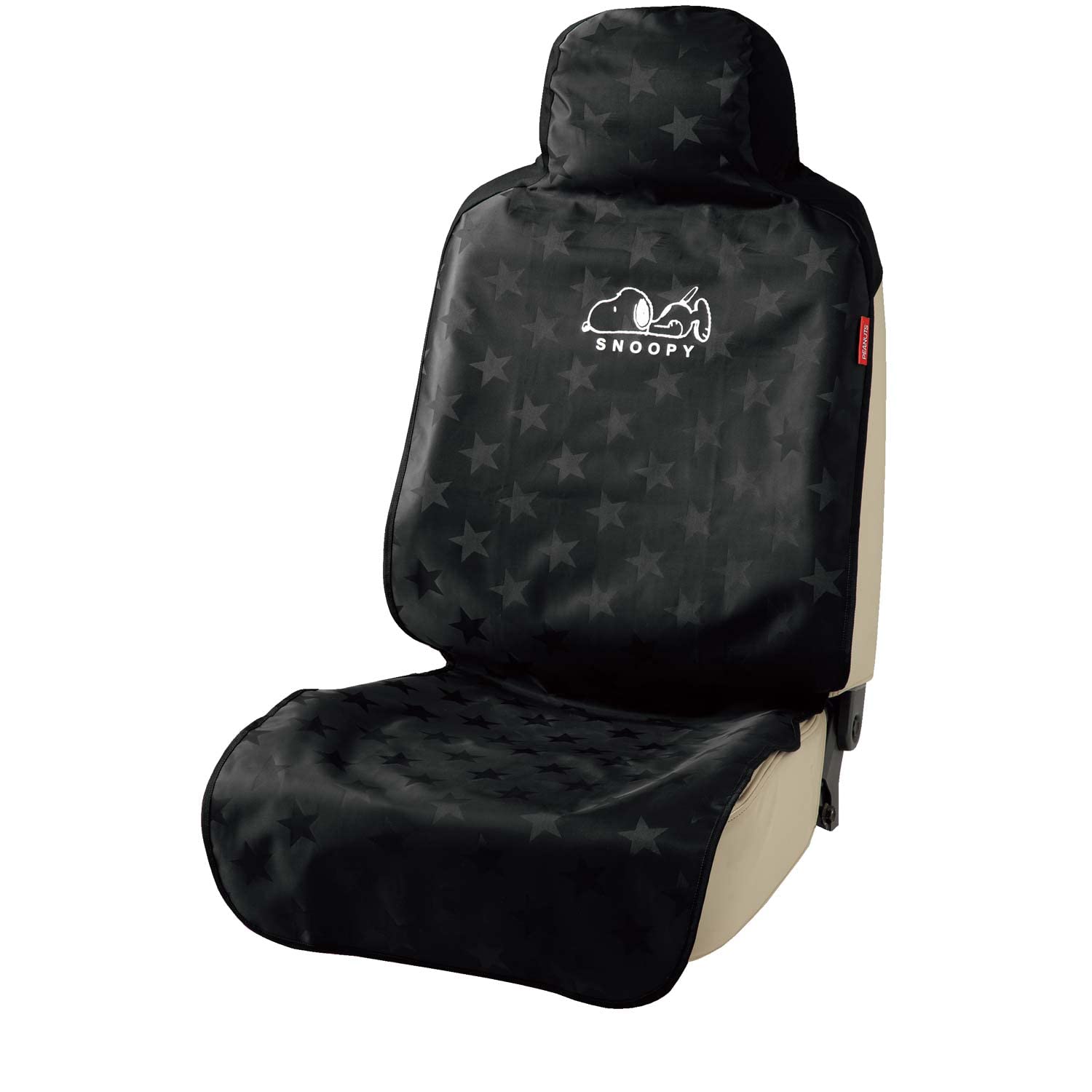 ボンフォーム(BONFORM) ポリエステル 乗用車用 シートカバー スヌーピースター 取付簡単・防水・丸洗い 前席1枚 ブラック 4079-10BK商品画像