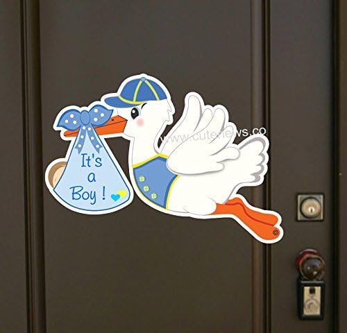 Baby Shower Decoration, Its a Boy Stork Door Hanger, Custom Name Banner, Welcome Newborn Wreath Decor, New Birth Arrival Greeting Card, Personalized Photo Booth Prop, Blue