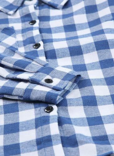 BLIBEAN TEEN GIRL’S FALL LONG SLEEVE PLAID SHIRTS BUTTON DOWN BLOUSES BIG KIDS WESTERN COWGIRL TOPS AGE 6T-7T (SIZE 6 7 YEAR) BLUE