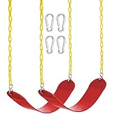 Heavy Duty Swing Seat for Kids, Jungle Gym Swing Playground with Plastic Coated Chain with 4 Snap Hooks for Easy Install Swing Set Replacement Outdoor Playground Backyard(Red)