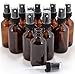 12, Amber, 1 oz Glass Bottles, with Black Fine Mist Sprayers primary