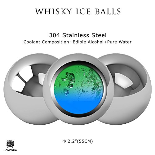 image for Homestia Whiskey Balls Stainless Steel Chilling Stones Reusable Ice Cu