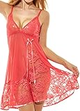 Women's Sexy Babydoll Lingerie Set(4XL,Watermelon red)