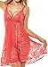 ADOREJOY Women's Lace Babydoll Lingerie Set(2XL,Watermelonred)
