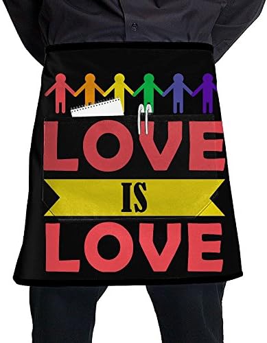 Waist Apron With 2 Pockets Love Is Love Gay &amp; Lesbian Pride Restaurant Half Aprons For Men Women Chef Baker Servers Waitress Waiter Bartender Craftsmen Black