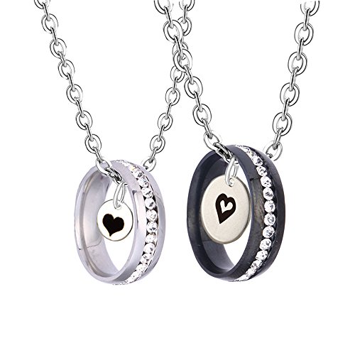 H.ZBRUJ Unique Couples Necklace Titanium Steel Couple Ring Cubic Zirconia Pendant for Women Men Matching Necklaces Heart and Soul H.ZBRUJ Unique Couples Necklace Titanium Steel Couple Ring Cubic Zirconia Pendant for Women Men Matching Necklaces Heart and Soul