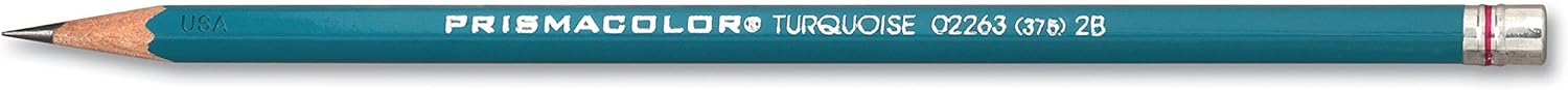 Prismacolor 24192 Premier Turquoise Graphite Sketching Pencils, Medium Leads, 12-Count : Wood Colored Pencils : Office Products