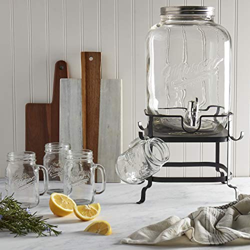 Mason Craft & More Drinkware Collection- Durable Glass Leak Proof Beverage Glassware,6 Piece Drinkware Set with Stand - Thumbnail 4