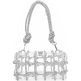 DJBM Clear Acrylic Clutch Sparkle Rhinestone Evening Bag Glitter Crystal-Embellished Rope Knot Handbag Purse for Party Prom