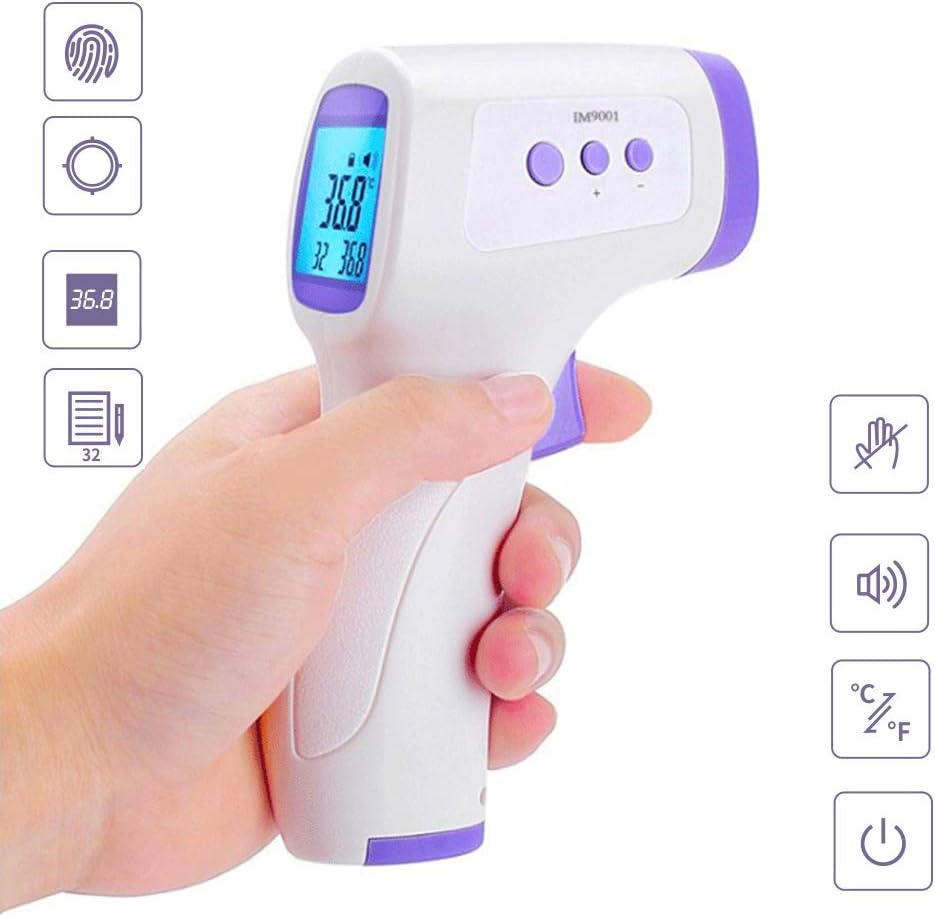 ZMCOV No Touch Forehead Digital Thermometer, with Fever Alarm,1 Sec Measurement Time, 32 Readings Memory, for Babies, Adults, Objects and Ambient