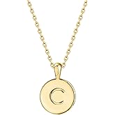 PAVOI 14K Gold Plated Initial Letter Pendant Necklace for Women | Gold Alphabetical Initial Necklace