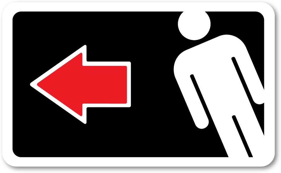 Grafken: GR1404 Plastic Sign Small 5 in x 3 in: RESTROOMS ICON-Men Style 2. Arrow Left