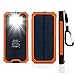 Solar Charger with 6LED Flashlight 15000mAh Solar Power Bank Dual USB External Battery Charger Cell Phone Battery Pack Outdoor Backup Charger for Bluetooth iPhone HTC Nexus Camera Tablet-Orange