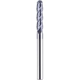 SpeTool 4 Flutes Ball Nose End Mill Solid Carbide CNC Router Bits 1/4 Inch Shank with 3 Inch Long Spiral Milling Tool