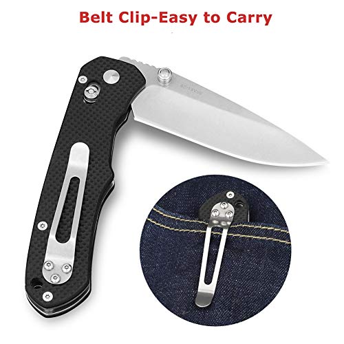 Pocket knife with Clip Big Folding Knife 8Cr13MoV Stainless Steel Blade G10 Handl and AXIS Lock Designe for Outdoor Camping