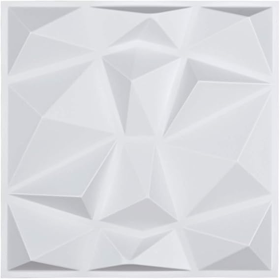 Art3d Decorative 3D Wall Panels in Diamond Design,30x30cm Matt White