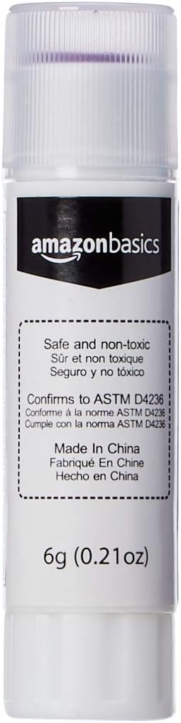 Basics Purple Washable School Glue Sticks, Dries Clear, 0.21 oz Stick, 4-Pack : Office Products