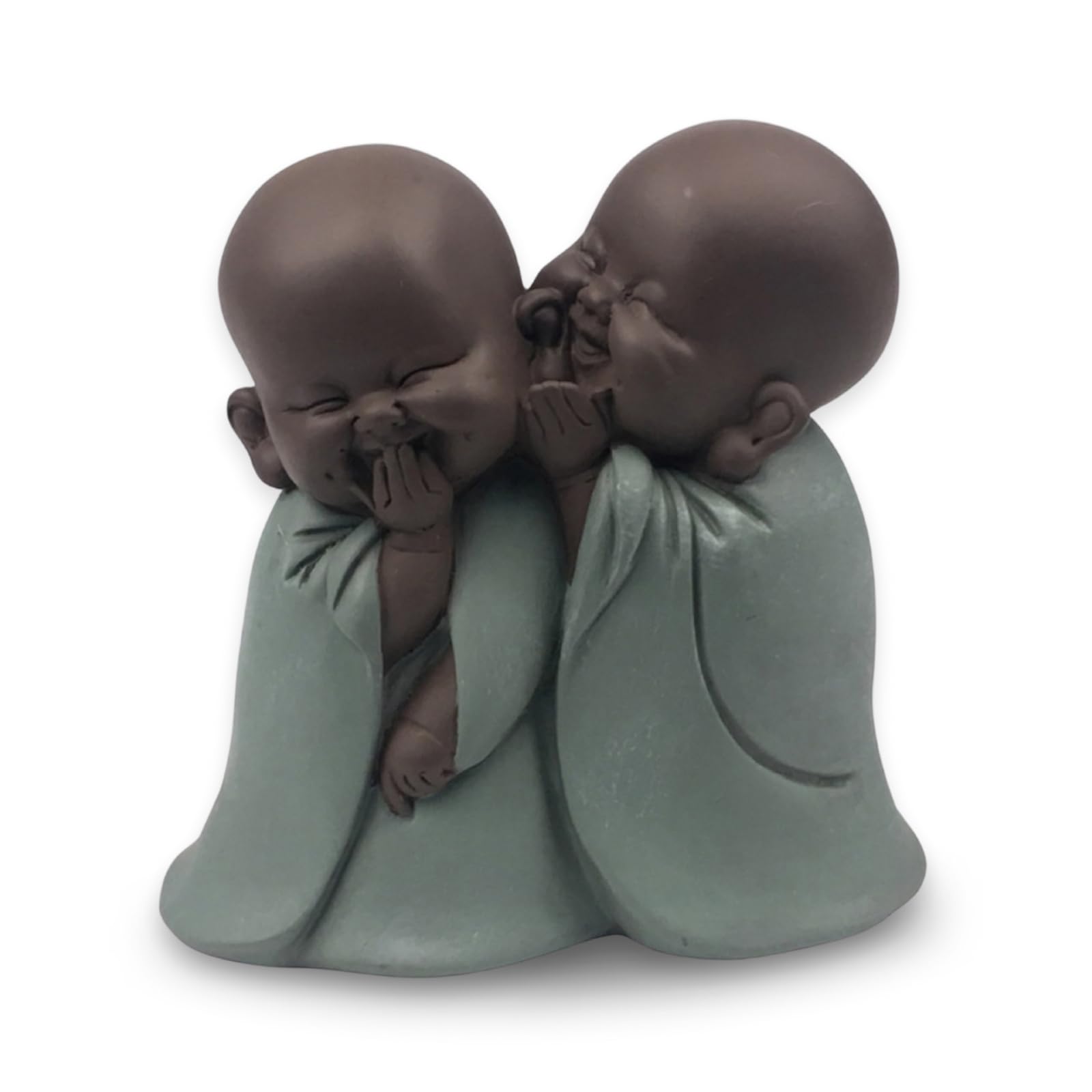 Zen Light SM-2203 Bonze Whisperer Figurine Lucky Charm, Green/Brown, 12cm Height