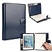 Cooper FolderTab [Padfolio Tablet Case with Notepad] for iPad Mini 4 | Executive Organizer Leather Notebook Card Pockets, Apple A1538 A1550 (Blue)