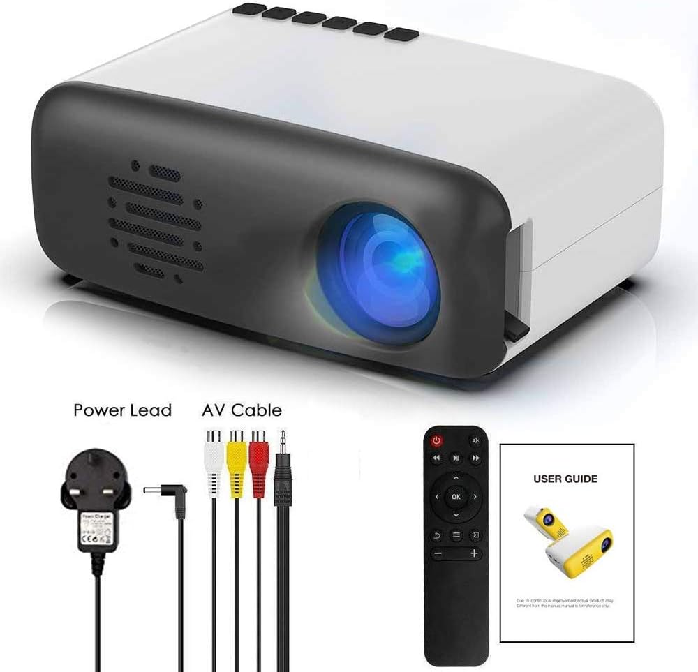 Roebii Portable Mini LED Projector, 1080P HD Home Cinema Projector, High Resolution & Long Lamp Life,Video Projector Support USB/HDMI/SD/AV/Computer, Pocket Projector for Movie Game Entertainment