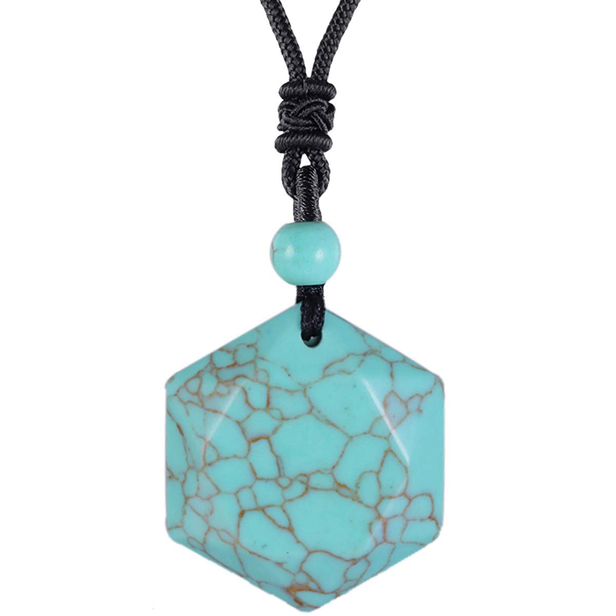 Nupuyai Howlite Turquoise Cryatal Star of David Hexagram Pendant Necklace for Men Women, Healing Stone Amulet Pendant with Adjustable Cord