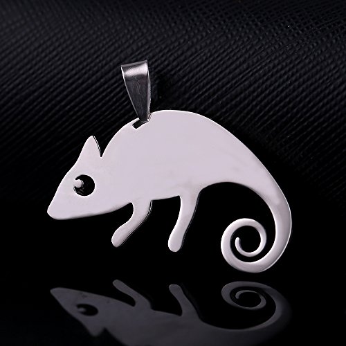 Stainless Steel Chameleon Lizard Pet Dog Tag Breed Collar Charm Pendant Necklace
