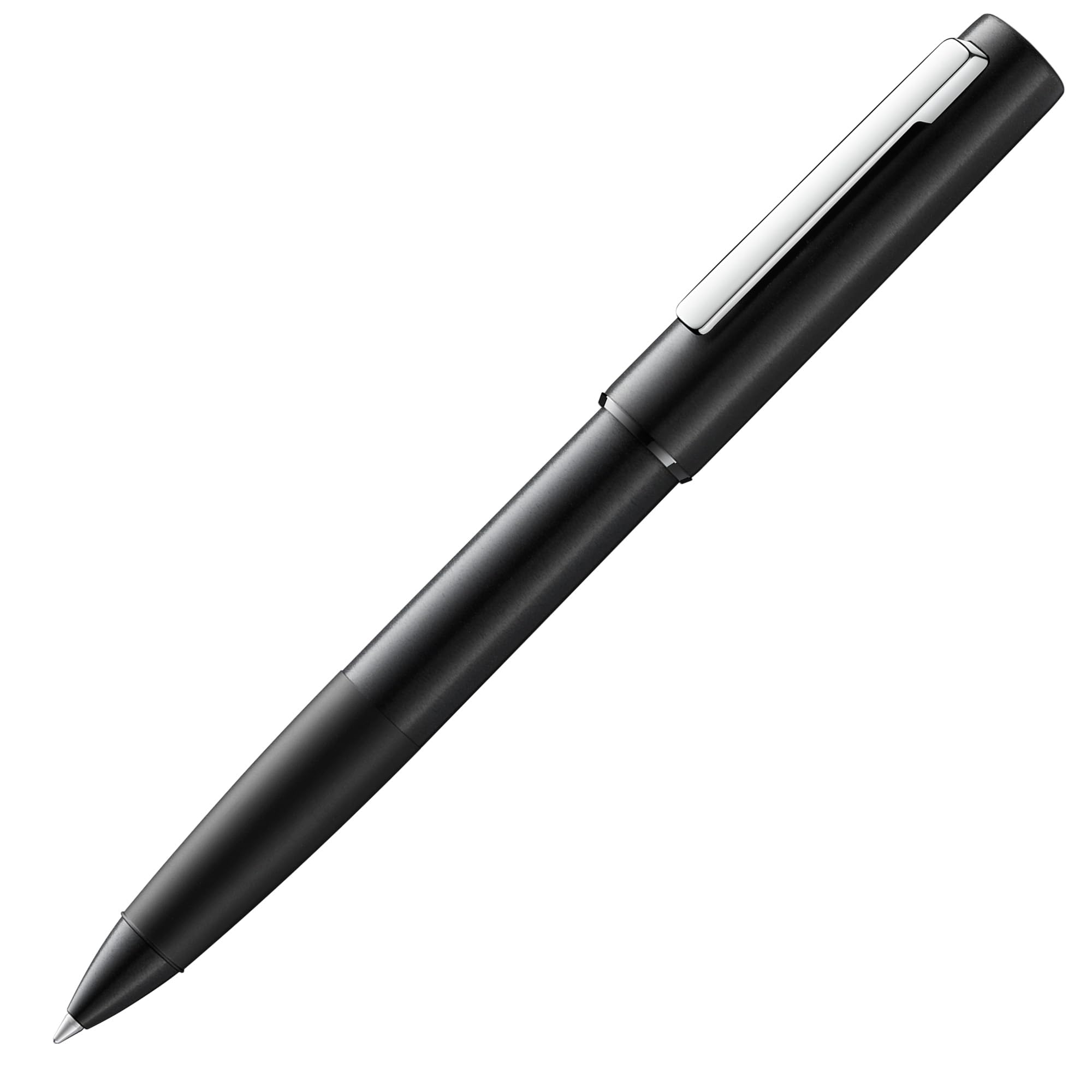 Lamy aion black rollerball pen – modern rollerball pen in anodized, lightweight & seamless aluminum barrel – with stainless steel clip – line width M – incl M 63 black rollerball refill