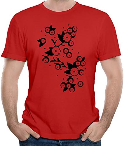 Anch Men's Cool A Branch With Blossoms 2016 Red Short Sleeve Crew Necktee Shirts