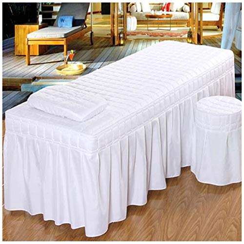 White Massage Table Sheet Set, Four-Piece Set Massage Mattress Bedspread Premium Beauty Bed Cover Comfortable Sheet -White 190x80cm(75x31inch)