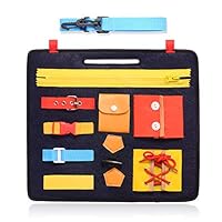 VERGILIUS Toddler Busy Board - Montessori Basic Skills Activity Board for Fine Motor Skills & Learn to Dress - Educational Learning Toys for 1 2 3 4 Year Old Toddlers - Sensory Toy for Airplane or Car