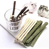 FLOURITHING 3 Types of Combined Chew Toys Molar Sticks Sweet Bamboo Apple Branch Timothy Grass for Pets Chinchilla Squirrel Gerbil Hamster Squirrel Guinea Pigs (100g)