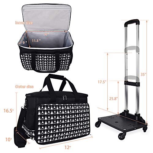 Sewing Machine Carrying Case, Collapsible Trolley Bag with Wheels for