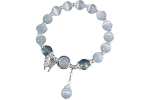 CUTEAM Women Bracelet Imitation Opal Butterfly Pendant Smooth Elastic Band Regular Fit Lady Birthday Gift Exquisite Lightweight Wrist Bracelet Jewelry