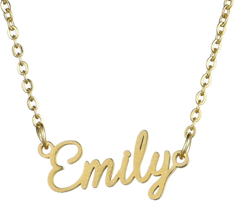 Zysta Gold Stainless Steel Emily Name Necklace Girls Women Special