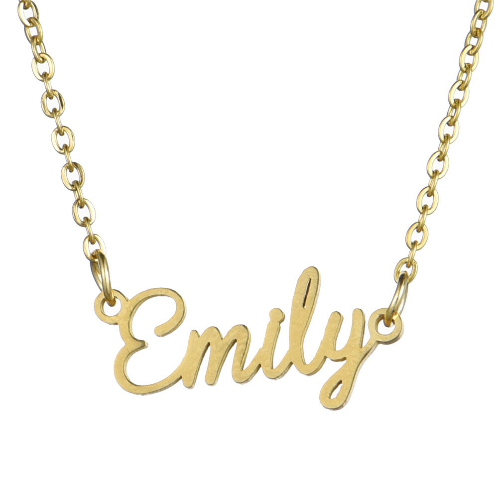 Name Necklace Personalized,Name Necklace Cursive Font Made with Name Pendant 16" Adjustable Chain (Emily)
