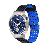 Moretek 18mm Quick Release Silicone Watch Replacement Band Wrist Straps for Huawei Watch / Huawei Fit / Withings Activite or Compatible With Any 18mm Traditional Watch Use (Black Blue)